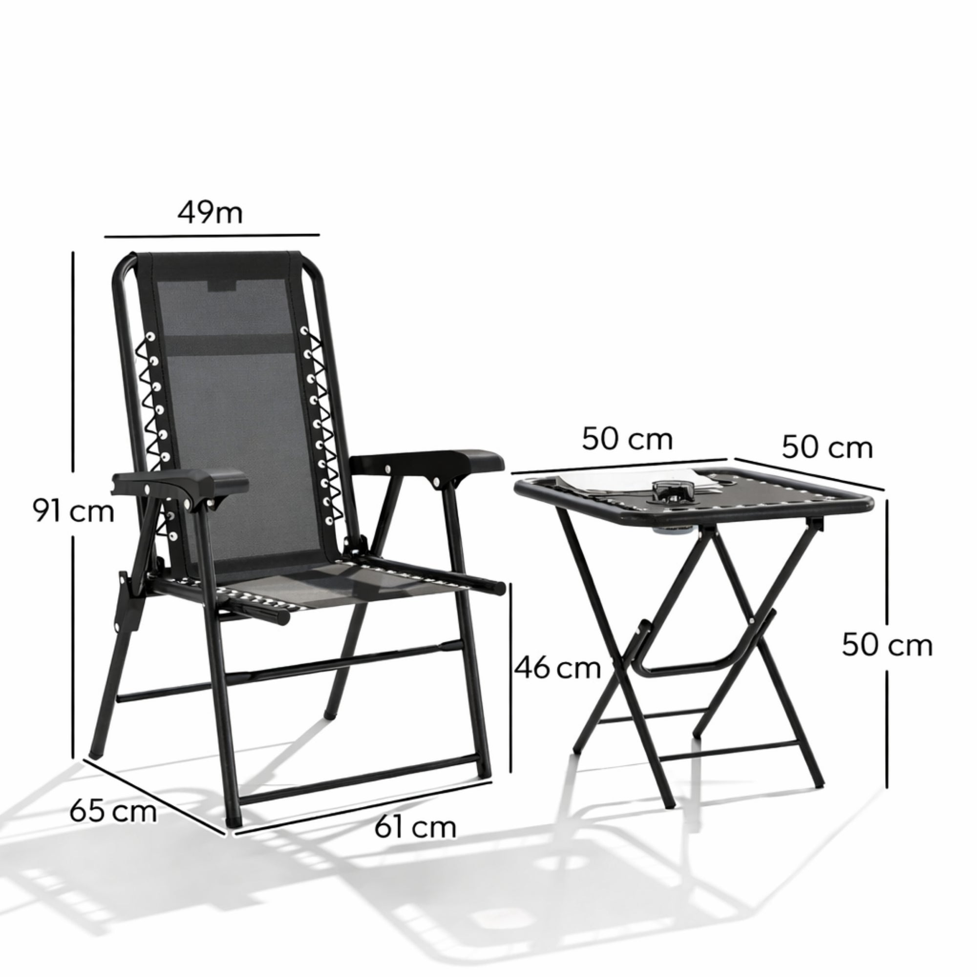 Bistroset Tuin 3-delig – Opklapbare Balkonset met 2 Stoelen en Tafel met Bekerhouders