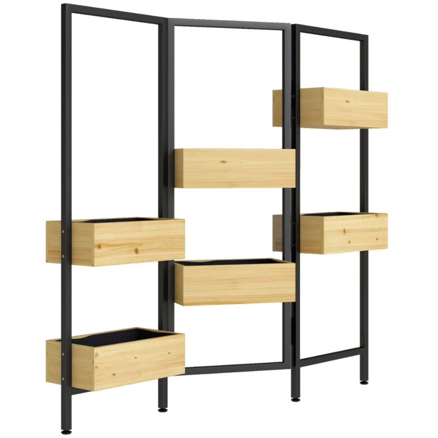 Plantenstandaard met 6 Plantenbakken 116x20x112 cm – Inklapbare Bloemenstandaard voor Balkon en Tuin