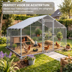 Kippenren 300x170x190 cm met Dakzeil en Stalen Frame