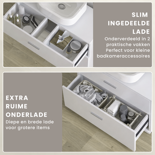 Badkamer Wastafelonderkast 80x30x60 cm met 2 Lades in Wit