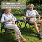 Bistroset Tuin 3-delig – Opklapbare Balkonset met 2 Stoelen en Tafel met Bekerhouders