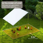 Kippenren 300x170x190 cm met Dakzeil en Stalen Frame
