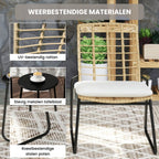 Bistroset Tuin 3-delig – Rattan Balkonset met 2 Stoelen en Tafel