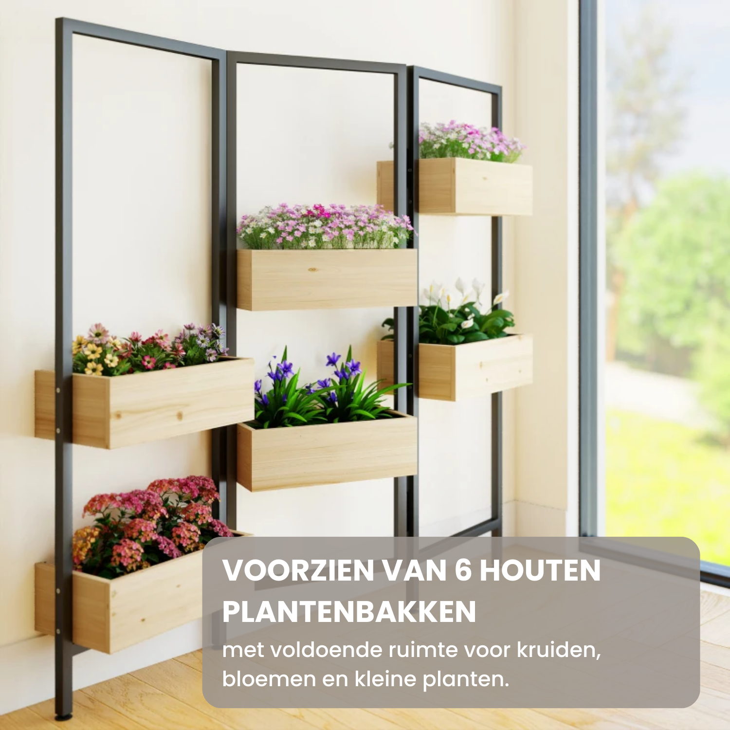 Plantenstandaard met 6 Plantenbakken 116x20x112 cm – Inklapbare Bloemenstandaard voor Balkon en Tuin