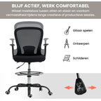 Bureaustoel Hoogteverstelbaar met Voetring en Lendensteun in Zwart