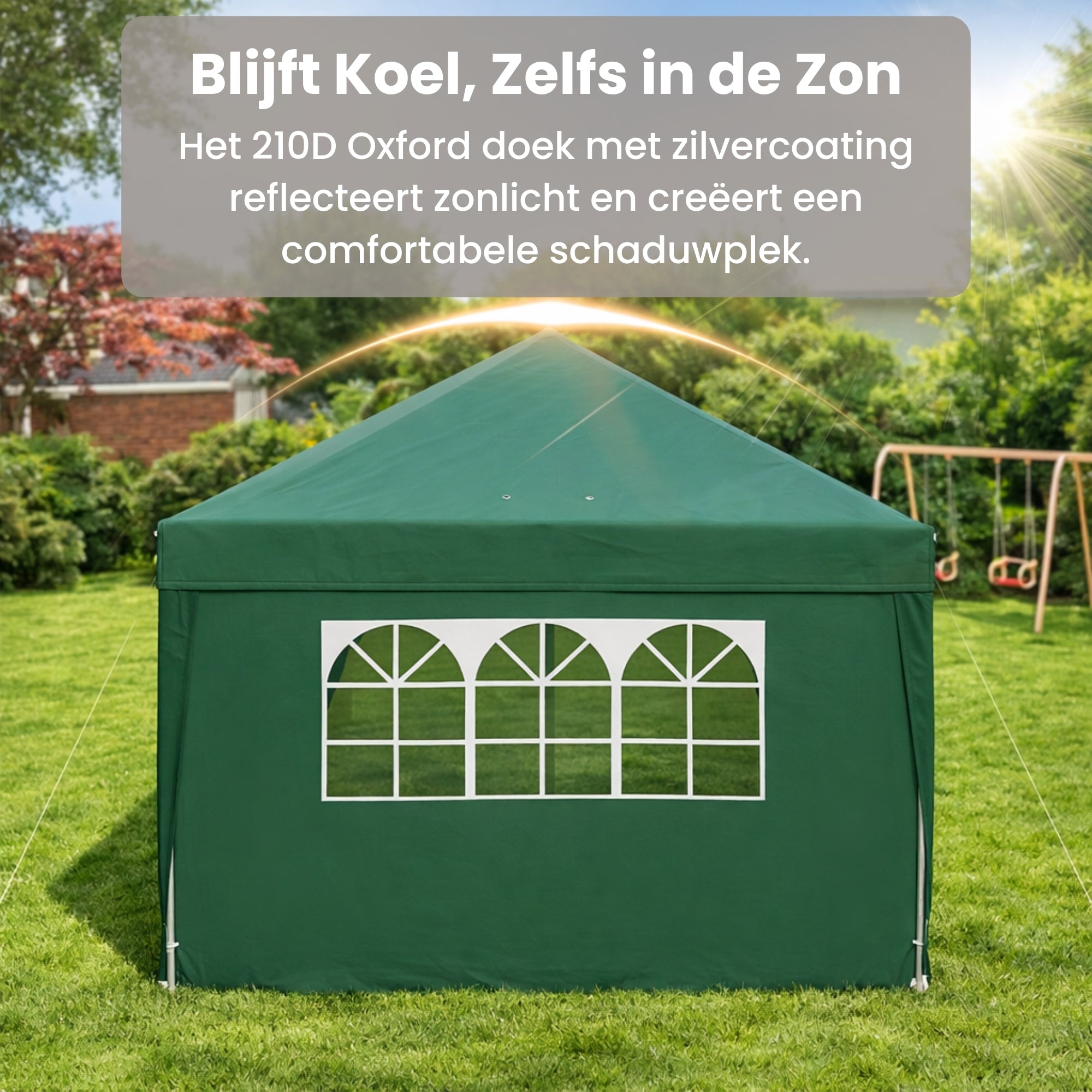Paviljoen 6x3m met Zijwanden en Ramen