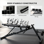 Verstelbare Halterbank met 6-Standen Rugleuning en 3-Standen Zitting in Zwart