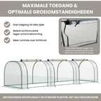 Kweekkas 350x100x80 cm met Roldeur en Stalen Frame in Groen