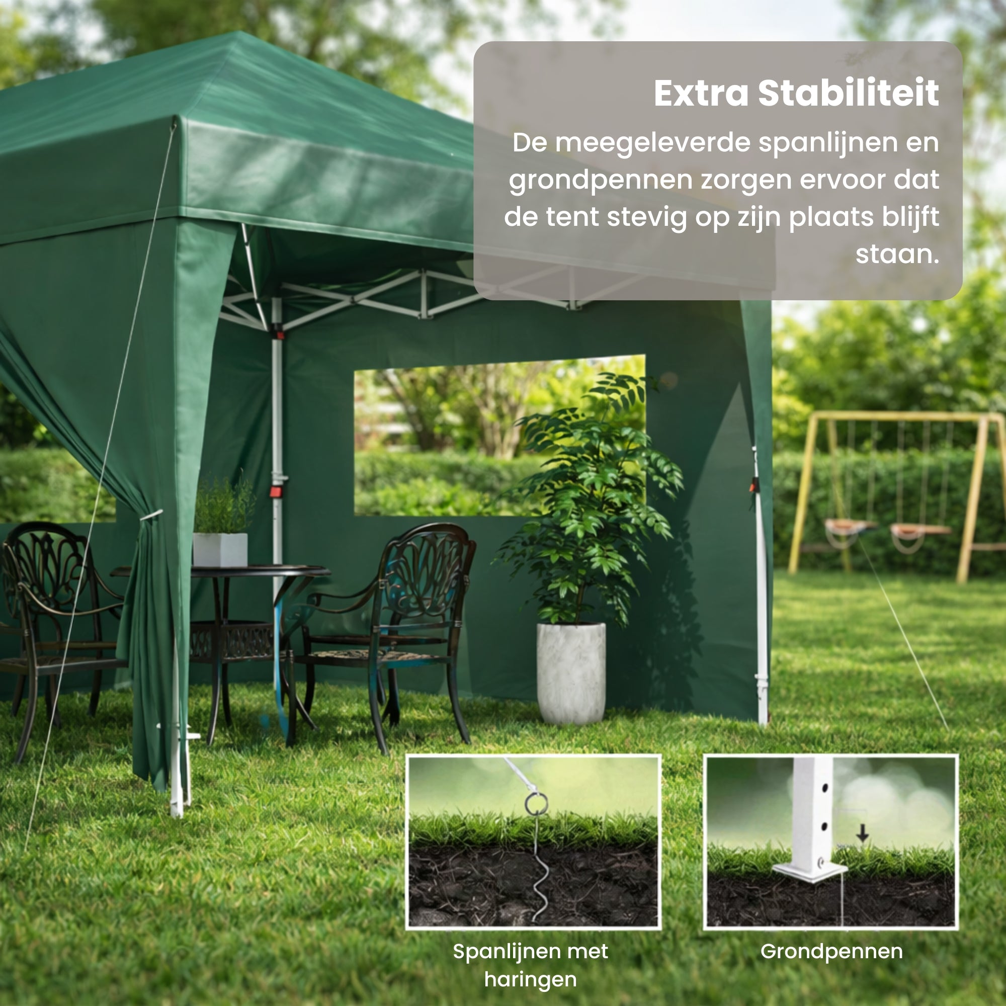 Paviljoen 6x3m met Zijwanden en Ramen