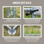 Kippenren 300x170x190 cm met Dakzeil en Stalen Frame