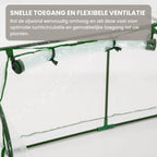 Kweekkas 200x100x80 cm met Roldeur en Stalen Frame in Groen
