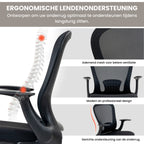 Bureaustoel Hoogteverstelbaar met Voetring en Lendensteun in Zwart