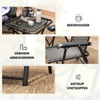 Bistroset Tuin 3-delig – Opklapbare Balkonset met 2 Stoelen en Tafel met Bekerhouders
