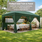 Paviljoen 6x3m met Zijwanden en Ramen