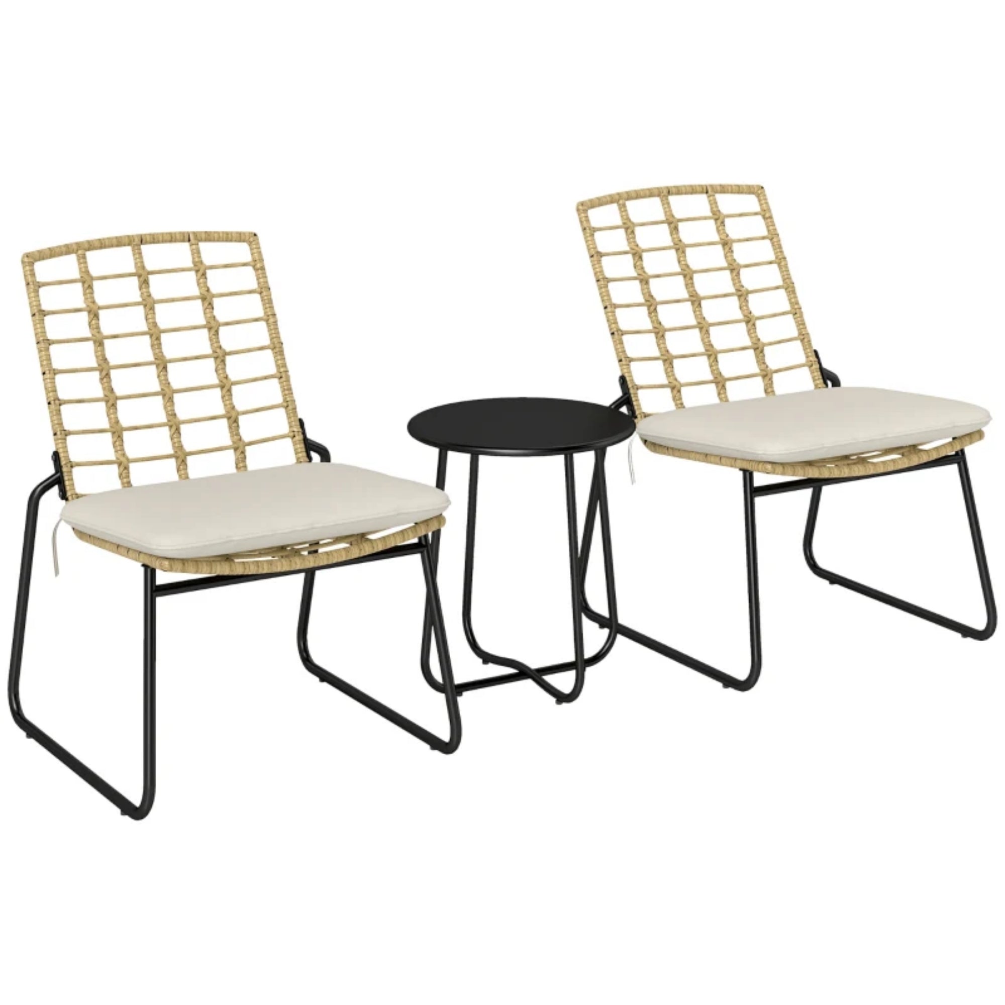 Bistroset Tuin 3-delig – Rattan Balkonset met 2 Stoelen en Tafel