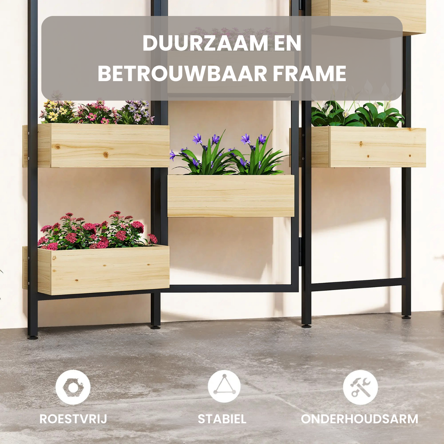 Plantenstandaard met 6 Plantenbakken 116x20x112 cm