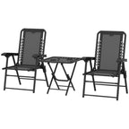 Bistroset Tuin 3-delig – Opklapbare Balkonset met 2 Stoelen en Tafel met Bekerhouders