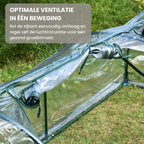 Kweekkas 350x100x80 cm met Roldeur en Stalen Frame in Groen