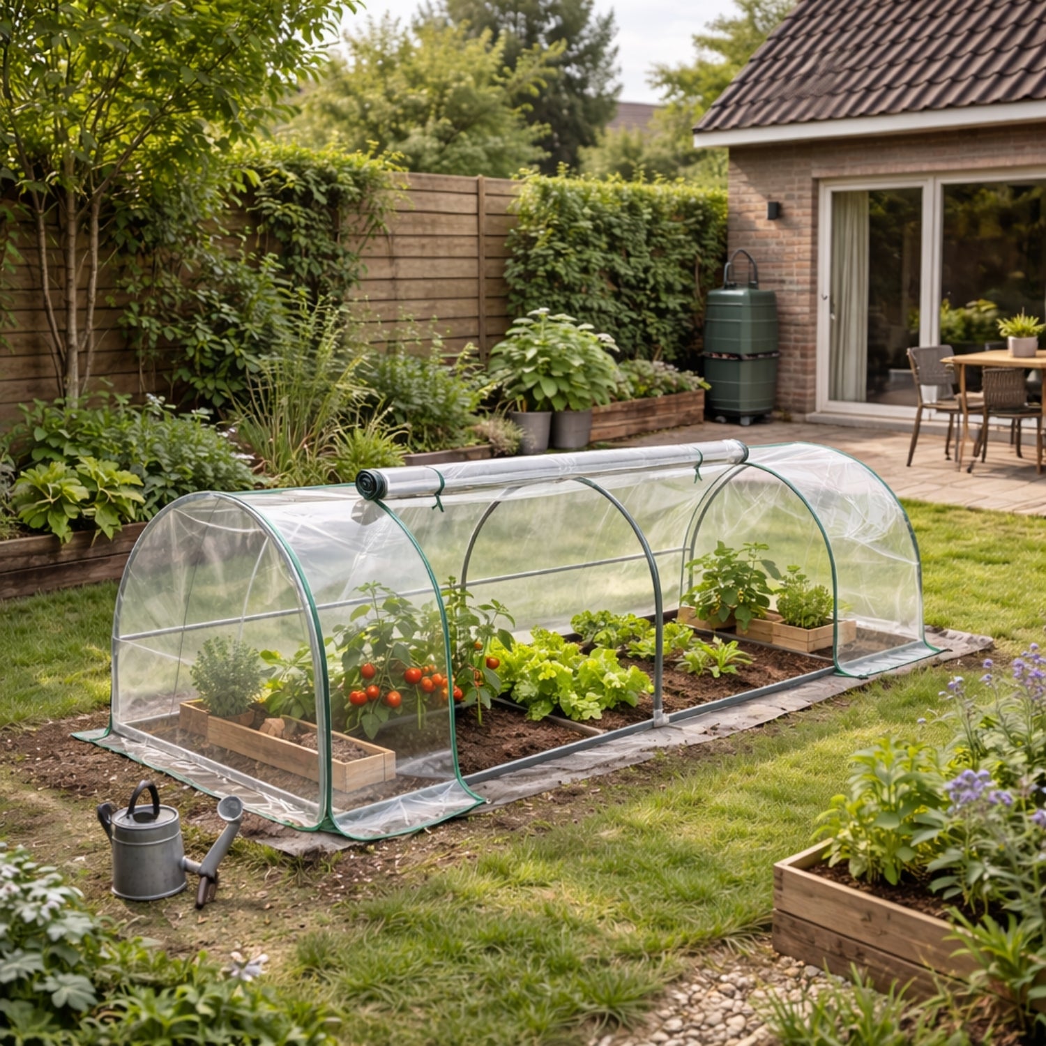 Kweekkas 200x100x80 cm met Roldeur en Stalen Frame in Groen