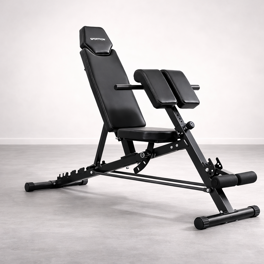 Verstelbare Halterbank met 6-Standen Rugleuning en 3-Standen Zitting in Zwart