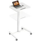 Zit Sta Bureau Verrijdbaar 60x52 cm – In Hoogte Verstelbaar Bureau met Kantelbaar Werkblad